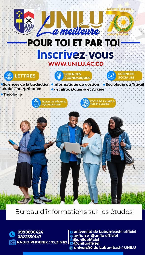 RDC/ESURSI: L'UNILU ENTAME LA PHASE DÉCISIVE DU PROCESSUS  D'INSCRIPTION POUR L' ANNÉE ACADÉMIQUE 2026-2027
